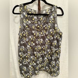 CAbi floral and fern tank - blues with yellow - M
